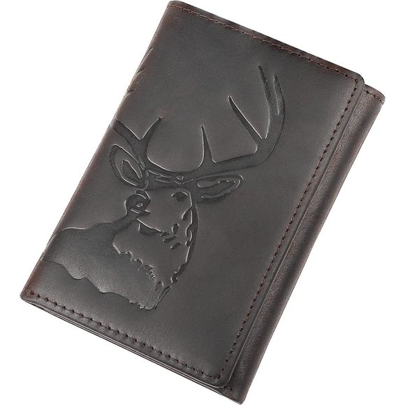 Men Trifold Wallets with ID Window Outdoor Wallet Full Grain Leather - Picture 1 of 6